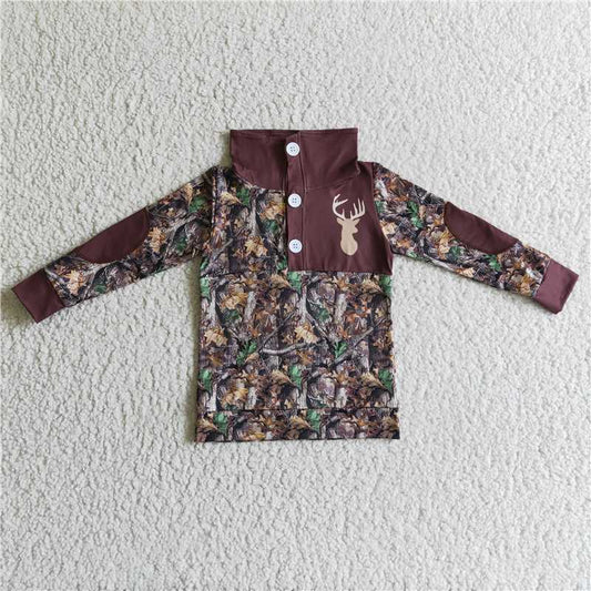 BT0078  baby Boys camo deer pullover button shirts