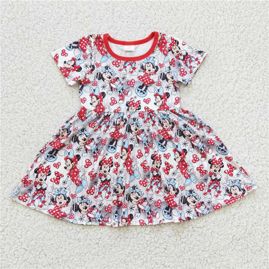 GSD0181 Girls Mickey and Minnie short-sleeved dress