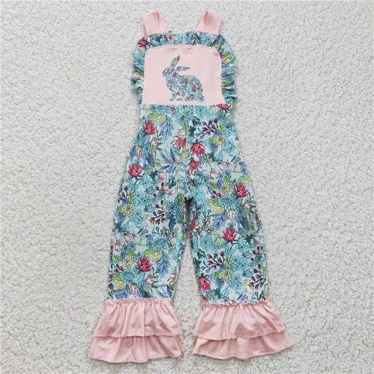 SR0164  Baby girls Easter Rabbit ruffle jumpsuits rompers