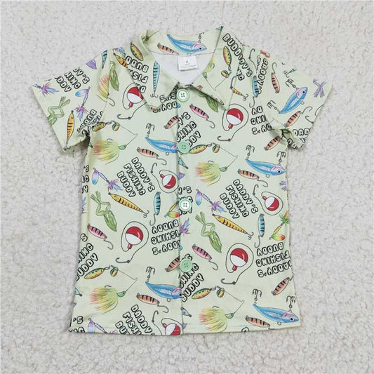 BT0125 Baby Boys Fishing button ups short Sleeve shirts tops
