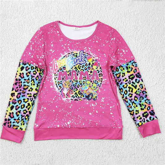 GT0092  Mommy and Me Baby Girls Hotpink Cat Mini Mama Cartoon Long Sleeve Shirts Tops