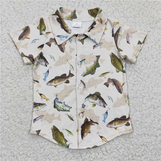 BT0179 RTS NO MOQ  Baby Boys Summer Tops Baby Boys Fishing Short Sleeve T-shirts tops