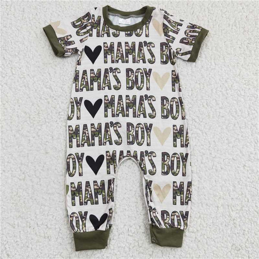SR0134 Baby Boys Mama's Boy Green Pockets rompers