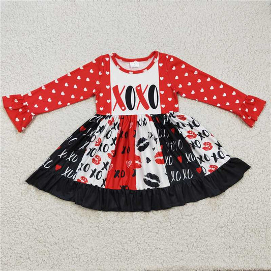 GLD0174  Baby Girls Valentines xoxo knee length twirl Dresses