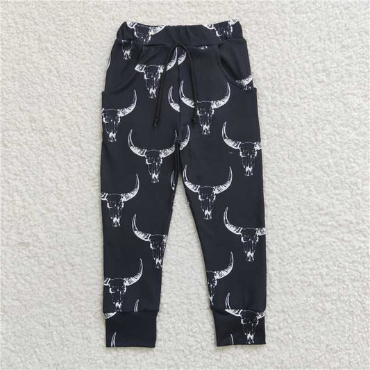 P0091  Baby Boys Western Black Cows Pants