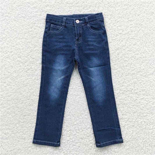 P0085  Baby Girls Navy Rodeo Back Pockets Denim Pants