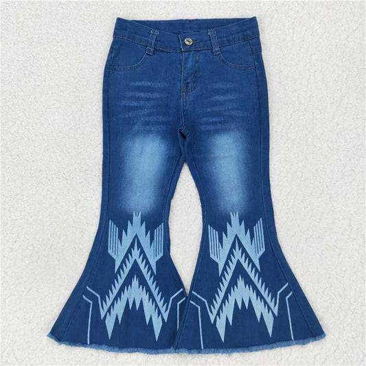 P0126 Baby Girls Aztec Denim Bell Pants