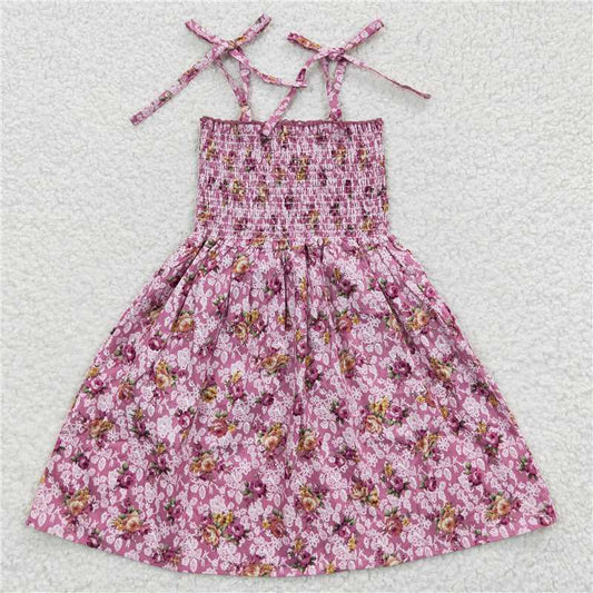 GSD0377 Pink Floral Elastic Dress