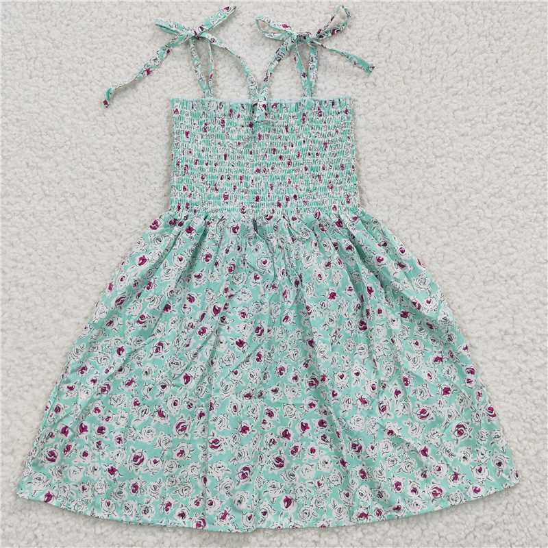 GSD0370 Purple Floral Cyan Elastic Dress