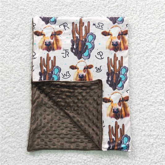 BL0050  Baby kids Western Cactus Cow Minky Blankets
