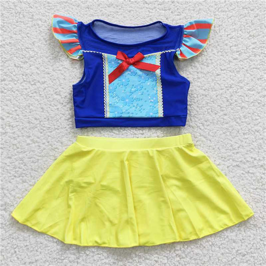 S0144 Baby Girls Princess Blue Two Pieces Swimsuits