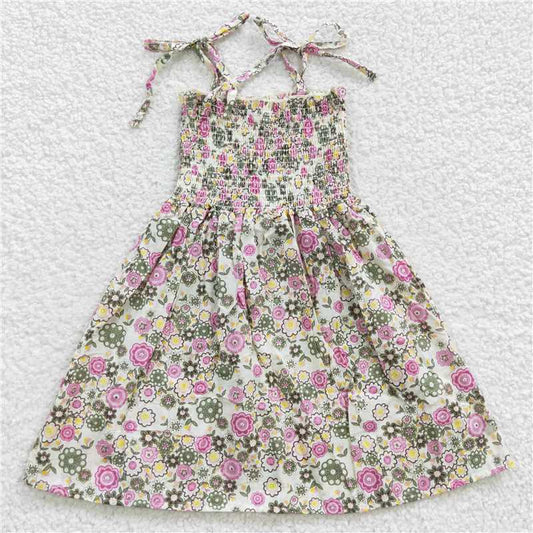 GSD0371  Baby Girls Small Flowers Elastic Knee Length Dresses