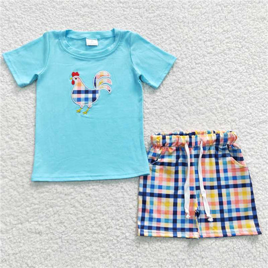 BSSO0270 Baby Girls Boys Chicken Summer Sibling Outfits Shorts Sets