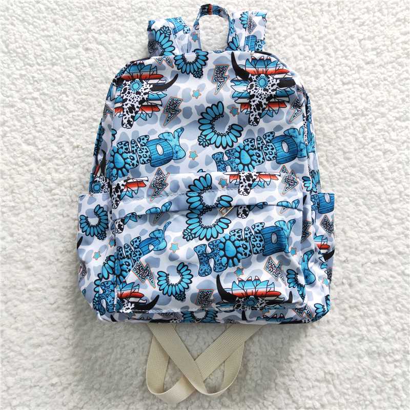 BA0076  Baby Kids Children Howdy Turquoise Western Back Bags