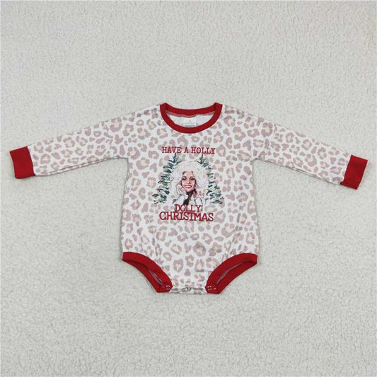 12.3 RTS NO MOQ （In stock）LR0283 Baby Girls Christmas Holly Rompers