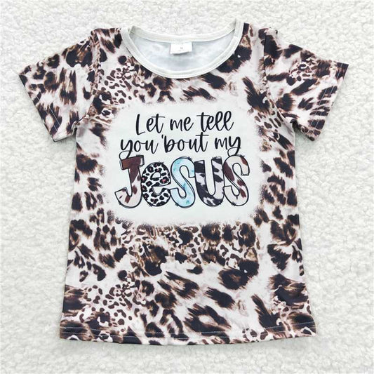 GT0196  Baby Girls Tell you about Jesus Short Sleeve Shirts Tops