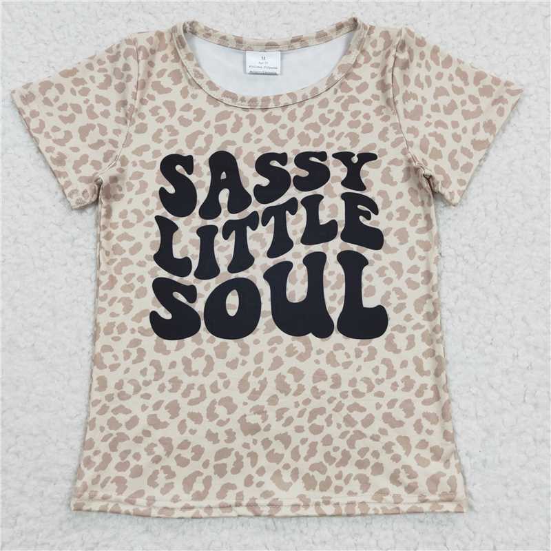 GT0184  RTS NO MOQ Baby Girls Summer Tops Mama's Sweer Girl Leopard Short Sleeve T-shirt