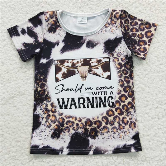 GT0194  Bull skull leopard short sleeves baby kids shirt