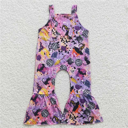 SR0390   Baby Girls Halloween Purple Straps Jumpsuits