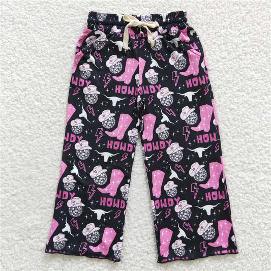 P0143  Baby Girls Howdy Boots Elastic Bottom Pants