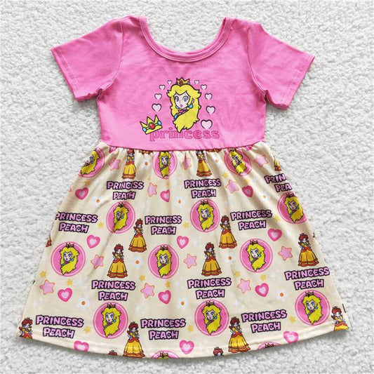 GSD0389 Princess heart pink short-sleeved dress
