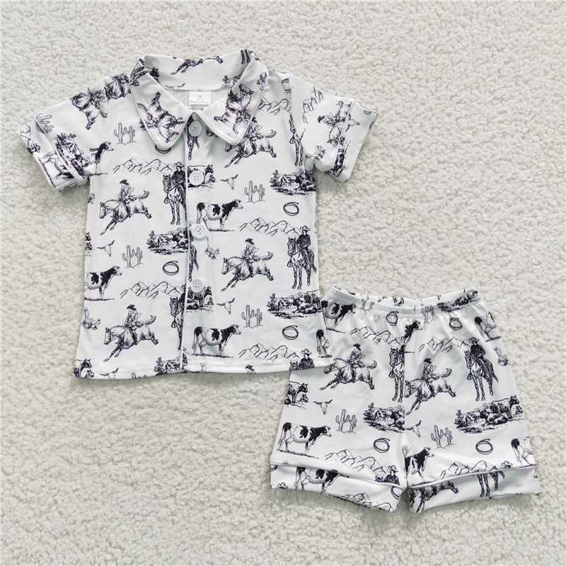 BSSO0275 Baby Girls Western Farms Shorts Pajamas