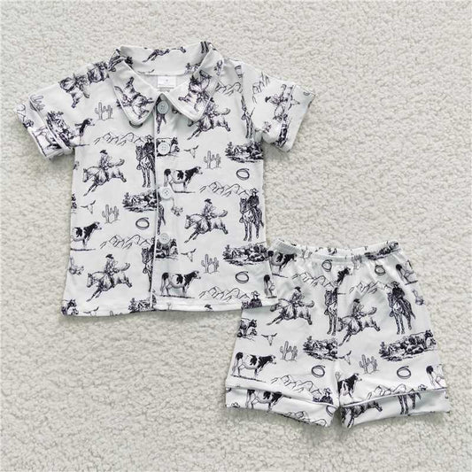 BSSO0275 Baby Girls Western Farms Shorts Pajamas