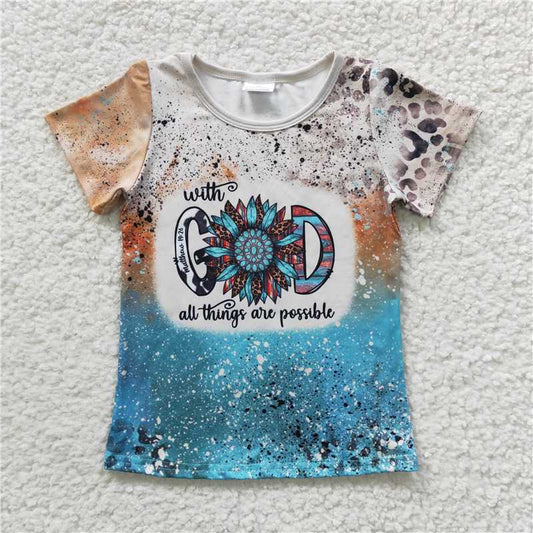 GT0195  With God all things are possible bleached girls western shirt