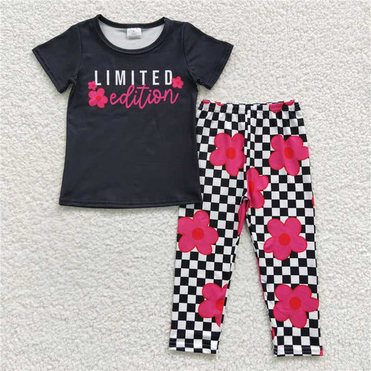 GSPO0619 LIMITED black short-sleeved plaid trousers suit