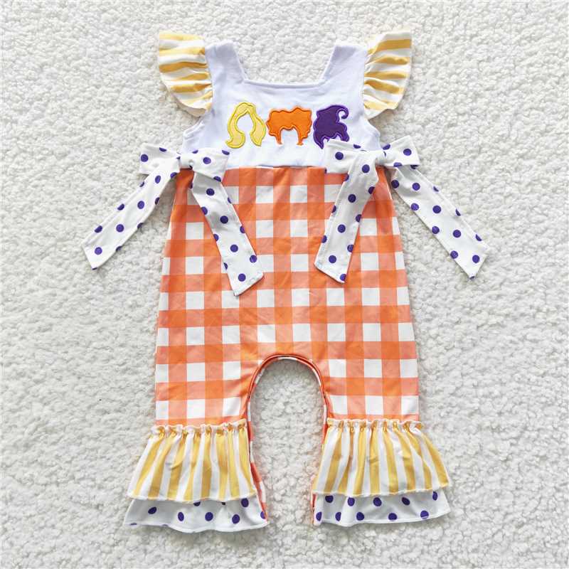 SR0383  Baby Girls Halloween Sister Bows Rompers