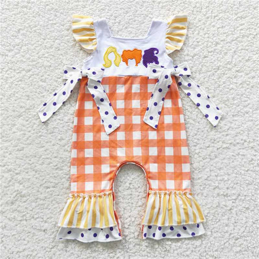 SR0383  Baby Girls Halloween Sister Bows Rompers