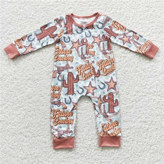 RTS LR0307 Future cowboy cactus star zipper long sleeve jumpsuit