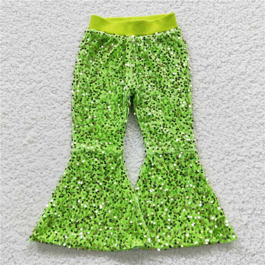 P0148  Baby Girls Party Brithday Sequin Sparkle Flare Toddler Bell Bottom Pants