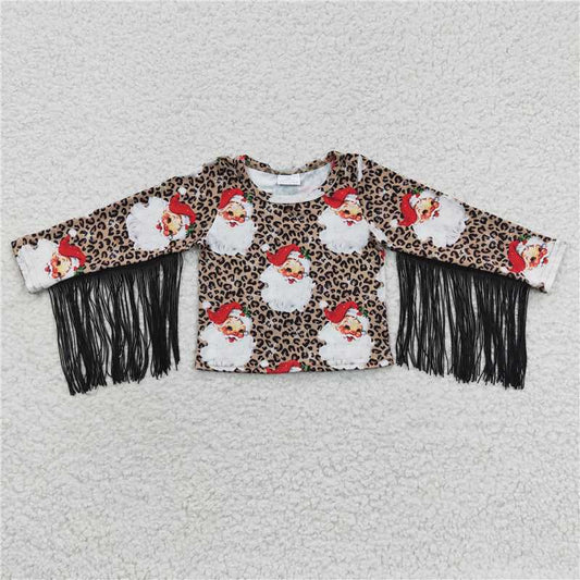 GT0186  Baby Girls Christmas Santa Tassel Shirts Tops