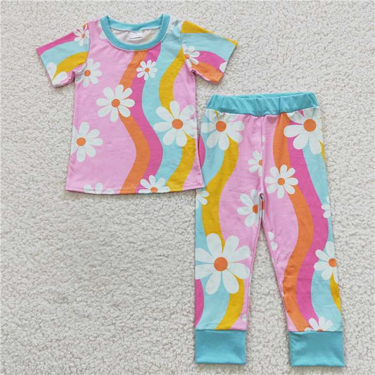 GSPO0720 Flower color short-sleeved trousers suit