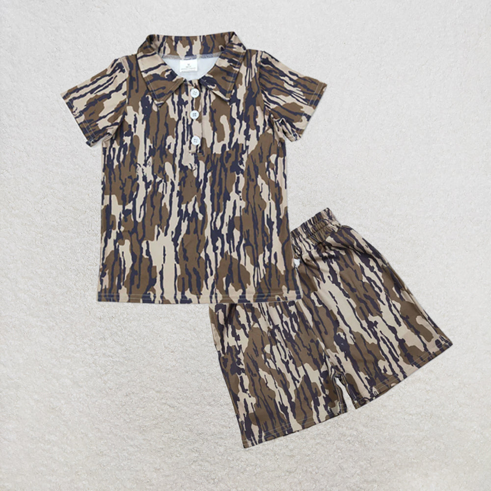 5.13 RTS NO MOQ （In stock）BT1207+SS0731 Camo short sleeves boys polo shirt outfits