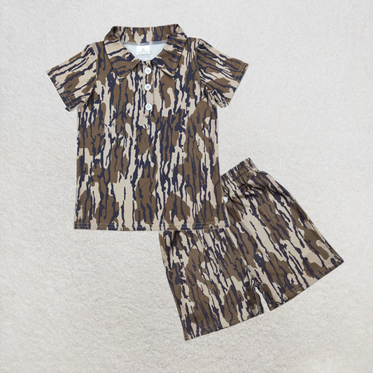 5.13 RTS NO MOQ （In stock）BT1207+SS0731 Camo short sleeves boys polo shirt outfits