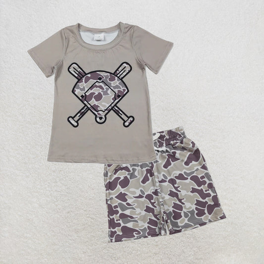 5.14 RTS NO MOQ （In stock）BT1417+SS0733 Short sleeves golf camo kids boys T-shirt outfits