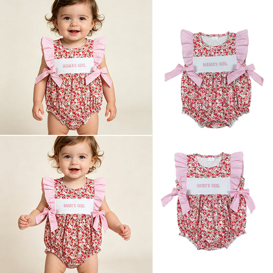 RTS Sibling Flutter sleeves girl embroidery floral baby girl romper