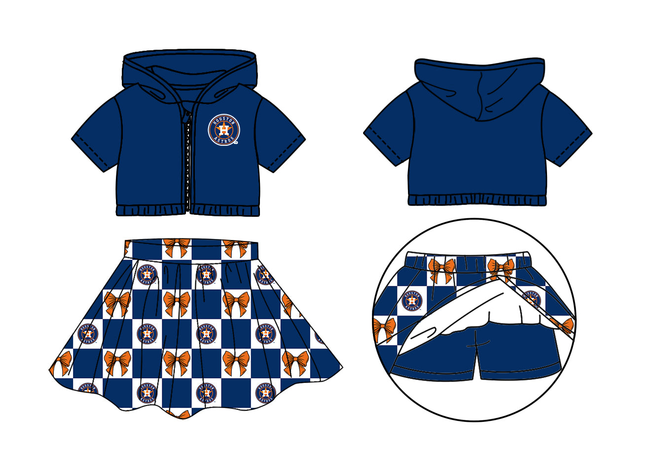 CUSTOM MOQ 5 Kids Clothing for Girls Baby Girls Blue Star  Hoodie Top Skirt Team Clothes Sets