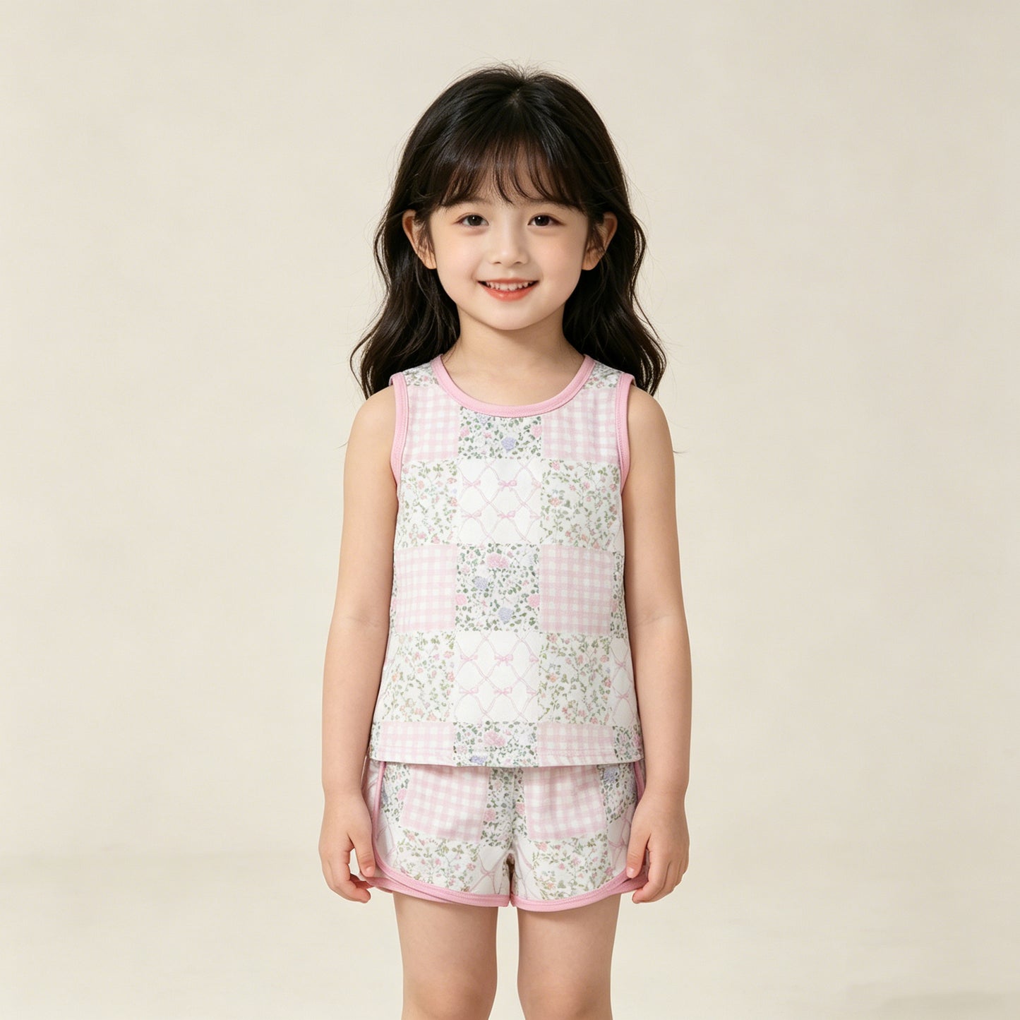 4.10 GSSO3168 RTS NO MOQ （In stock ）Sleeveless floral bow patchwork top shorts girls outfits  Reviews