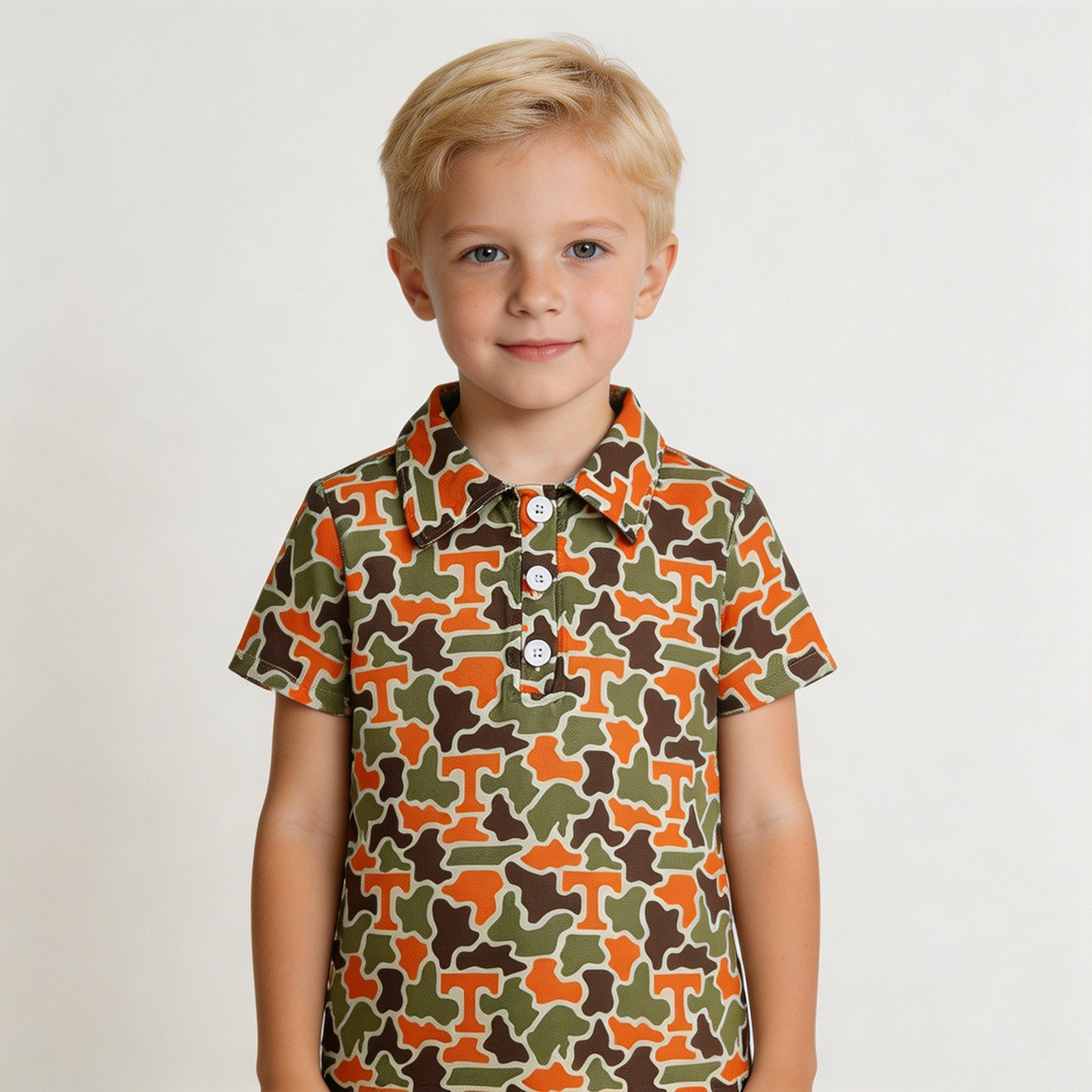 BT1696 RTS NO MOQ （In stock ）Short sleeves camo T kids boys team polo shirt