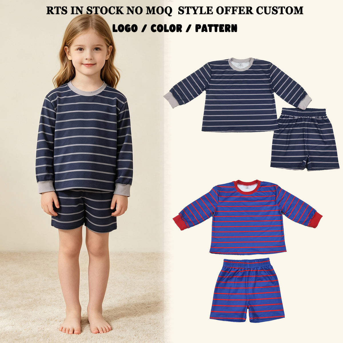 RTS NO MOQ Sibling milk silk Baby Girls Long Sleeve Top Pockets Short Team Clothes Set（副本）