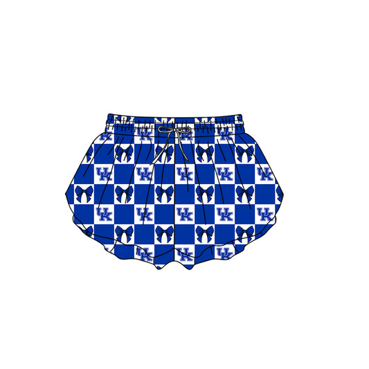 CUSTOM MOQ 5 Kids Clothing for Girls Baby Girls Blue UK Plaid Bottom Team Shorts