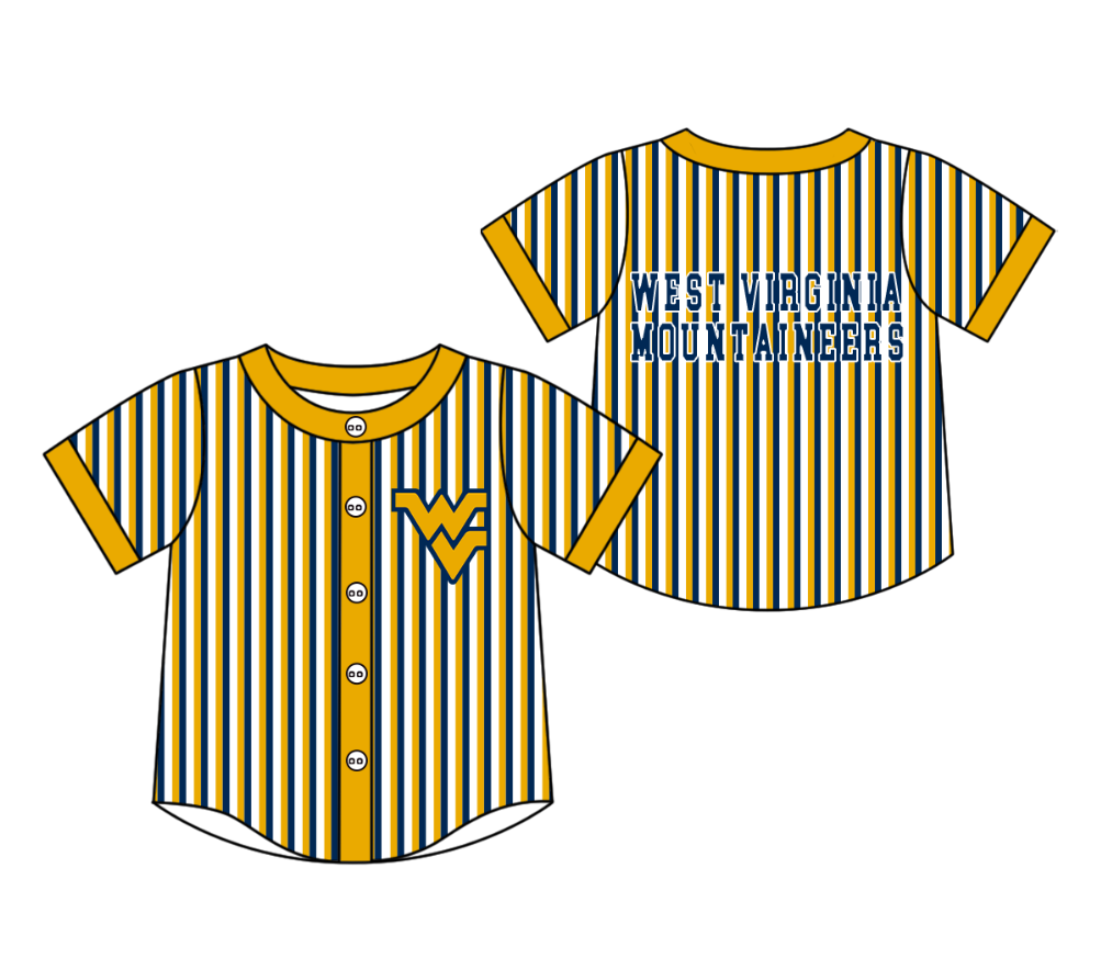 CUSTOM MOQ 5 Cute Kids Clothing Baby Kids Khaki Blue Stripe Short Sleeve Team T-shirts Top