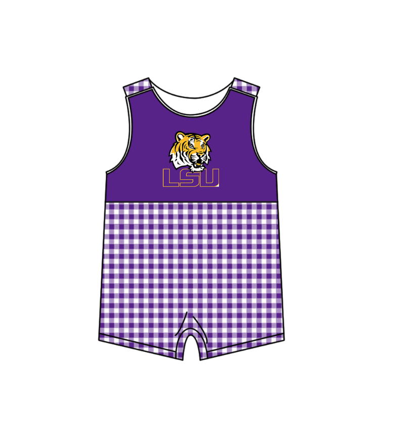 CUSTOM MOQ 5 Sibling Boys Baby Girls Purple Top Ruffles Shorts Clothes Set Knee Length Dress Rompers