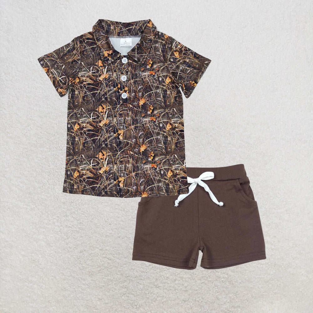 5.14 RTS NO MOQ （In stock）BT0639+SS0134 Short sleeves camo kids boys summer polo shirt outfits
