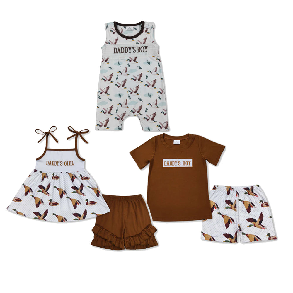 RTS Sibling Daddy's boy shirt duck shorts kids summer outfits and romper