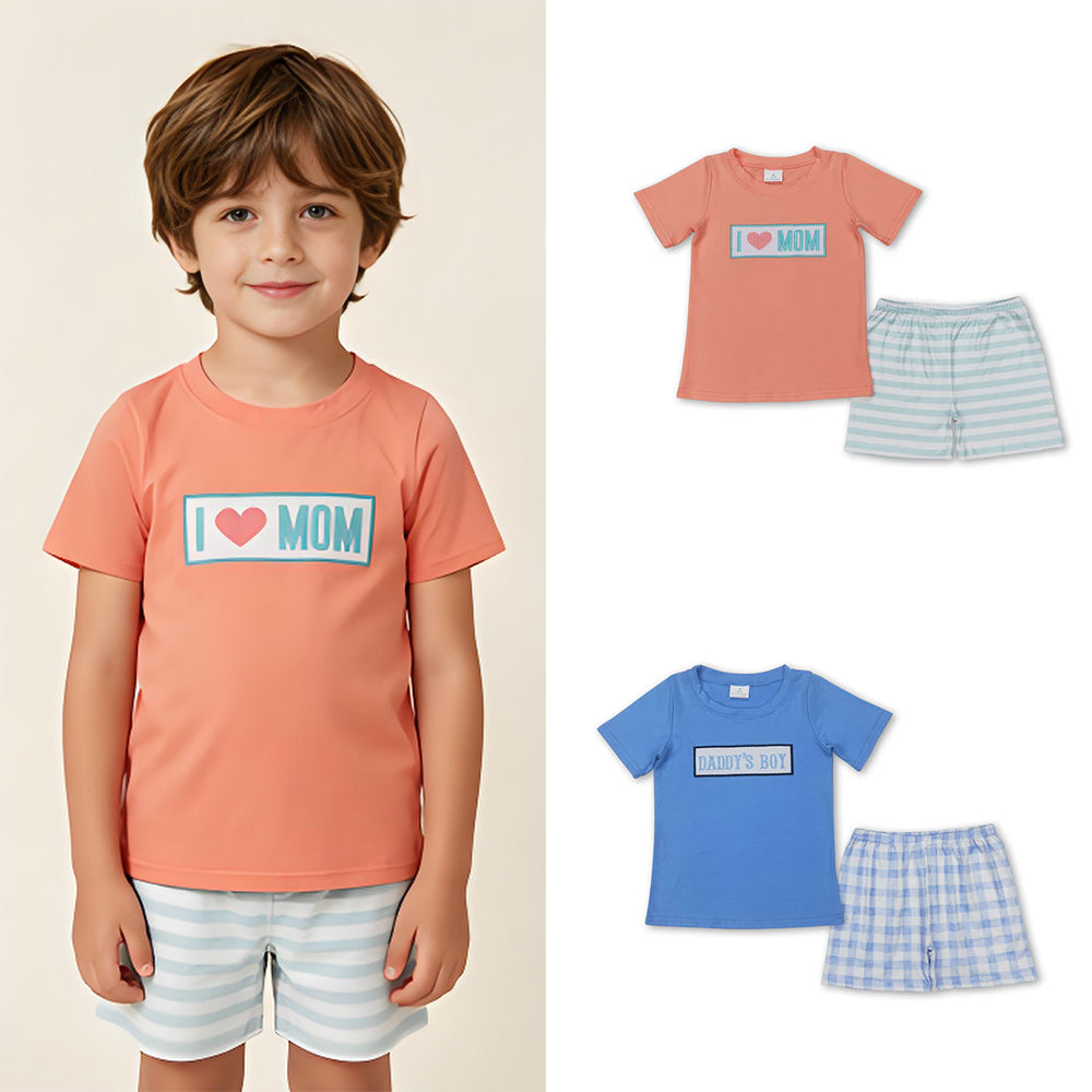 RTS Sibling Light blue daddy's boy plaid shorts boys clothing