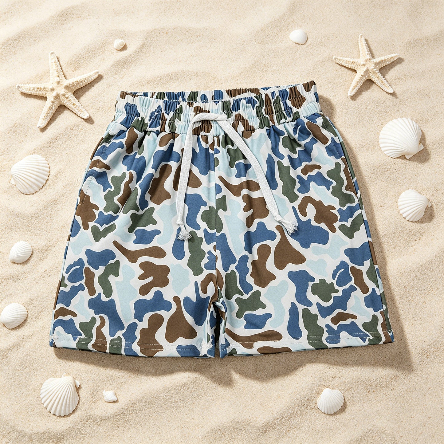 SS0873 RTS NO MOQ （In stock ）Blue camo pockets kids boys summer shorts  Reviews